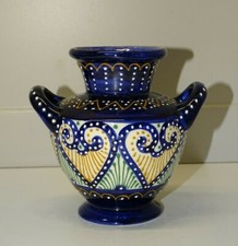 - JOLI PETIT VASE CERAMIQUE HB QUIMPER 230 décor Perlé & COEURS COLLECTION XXe D