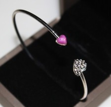 Saphir Etoilé Rose 6 Branches de 0,795 ct - Bracelet Acier Inoxydable Argenté