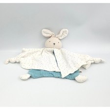 Doudou plat lapin bleu blanc