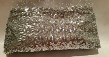 Victoria's Secret silver sequin clutch/mini hand bag purse makeup bag NWT