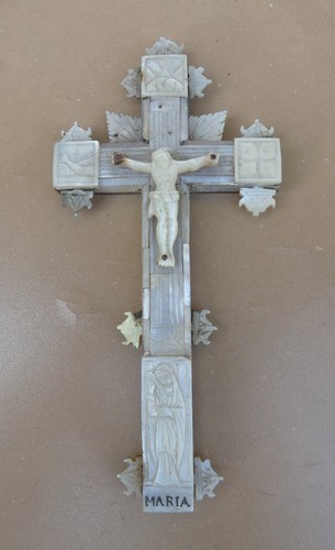 Ancien crucifix nacre bois - crucifix,