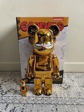 MEDICOM TOY Bearbrick x Garfield Chrome Gold 400% & 100% Be@rbrick - Neuf