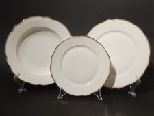 Art Deco Zeh Scherzer Bavaria Service 18 Assiettes Porcelaine Blanche Décor Or