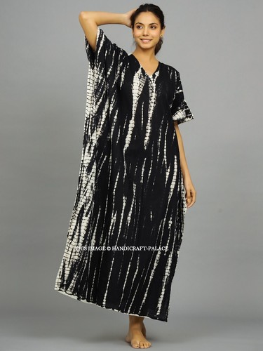 Caftan noir beige shibori - noir, tie