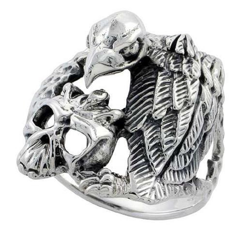 Bague biker vautour argent - vautour, en