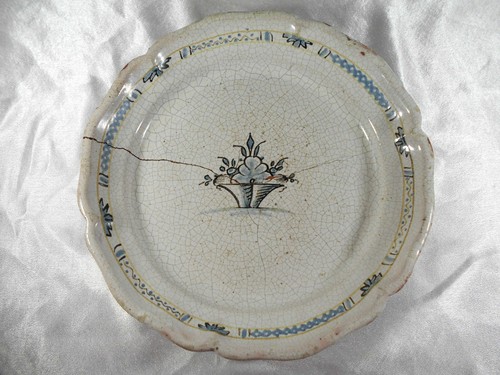 Plat faience bleu - plat, en