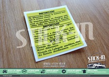 Autocollant Stickers Important Batterie R5 GT Turbo 5 Alpine R19 21 25