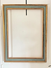 Ancien Cadre Doré Or Bleu Vert Bois 81x61cm Feuillure 50x70cm Style Empire Franc