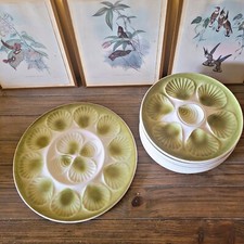 Service huîtres vintage Moulin des Loups Orchies barbotine, 12 assiettes 1 plat