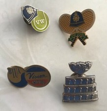 Collection De Rare Tennis Badges Wimbledon Btua Police VW Itf