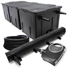 Kit de Filtration de Bassin Bio Filtre 90000l 72W UVC Pompe Tuyau 25m 118
