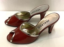 Vintage Sabot Glamour En Cuir Vernis Rouge Des Années 70 Shalako