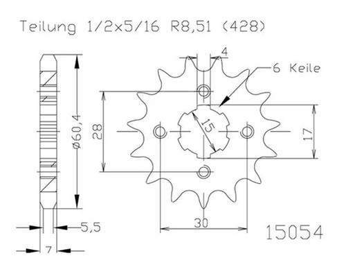 Pignon 428 dents made - 428, 12