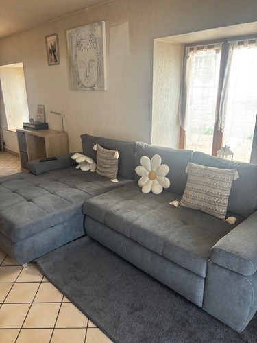 Canape gris convertible - convertible, en