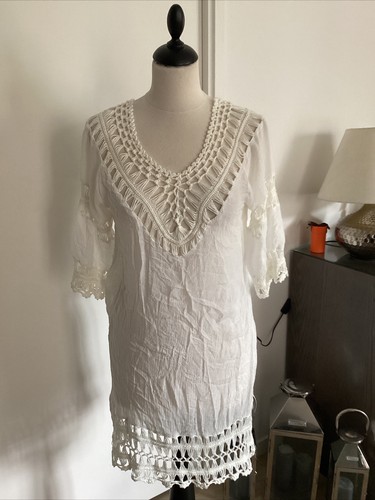 Robe plage blanche dentelle - robe,