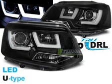 Paire de feux phares VW T5 10-15 U-Type DRL led noir