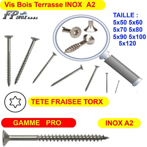 Vis terrasse inox - bois, torx