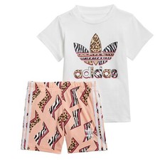 Adidas Fille Animal Trefoil Short Chemise Lot Vêtement Été 2-Teiler Zèbre Leo