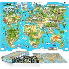 Adulte Puzzle 8-bit Carte Du Monde 1000 Pièces Niveau 3 100% Recyclé Carte