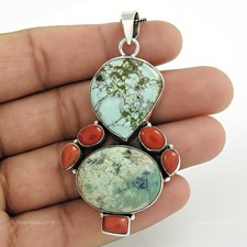 Ovale Décembre Naissance Turquoise Argent Sterling Handmade Mère Bezel Pendentif