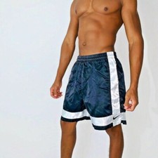 Nike 90s Vintage Satin Nylon Glanz Football Short Noir Blanc M