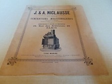 catalogue J&A NICLAUSSE  générateur multitubulaire 1896 vapeur