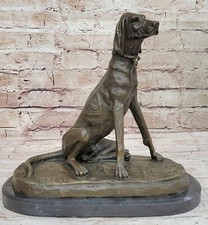 Labrador Retriever Sur Marbre Statue Figurine Sculpture Tête Fonte Bronze Cadeau