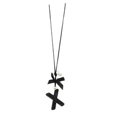 Noeud Papillon Métal Strass X Pendule Rétroviseur Suspension Noir