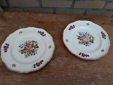 Lot 2 Assiettes plates Saint Amand Vieux Strasbourg Motif Floral Anciennes FJU