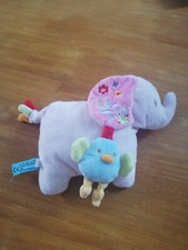 Doudou Bébérêve Bébé Rêve Elephant Rose Oiseau Bleu Fleurs