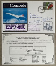Signed CREW  Concorde G.BOAD First Flight, Venise - London 8.11.1982