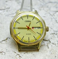Slava Russie Poignet Vintage Hommes Montre Soviétique Rare Calendrier Cadeau