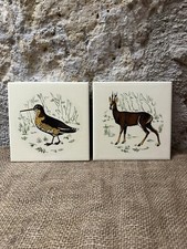Carreaux Carrelages Faience De Gien décor Chasse : Cerf Et Bécasse