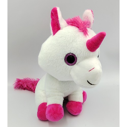 Peluche licorne blanche rose