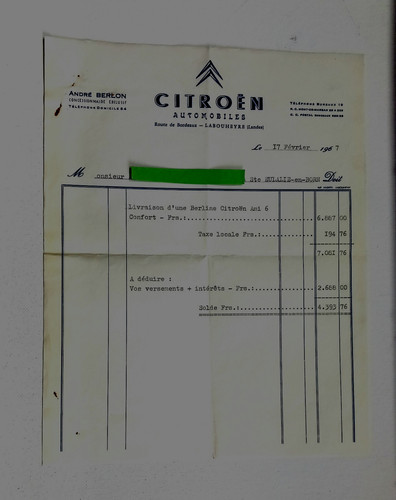 Facture berline citroen - facture, ami