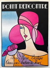 Affiche  VINTAGE du  POINT RENCONTRE  du  CAP d'AGDE - ANNEE 1978 Sérigraphie