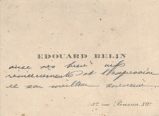 Edouard BELIN inventeur bélinographe au photographe Taponier carte autographe