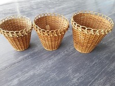 Cache pot en osier vintage, lot de 3 