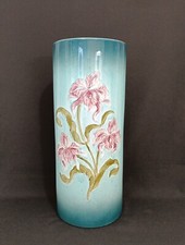 Porte Parapluie, Vase Barbotine Art Nouveau Aux Iris Manufacture Onnaing N° 732