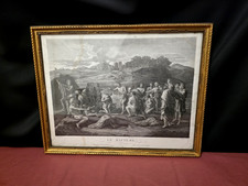 Gravure au burin ancienne "Le baptême de Jésus par Jean-Baptiste" - XIXe
