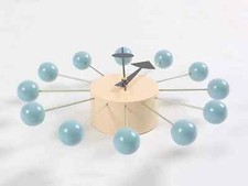 Horloge murale boule 12" rétro multicolore George Nelson boule faite main hor...