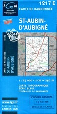 Carte IGN SERIE BLEUE 1/25000 - ST AUBIN D'AUBIGNE 1217 E