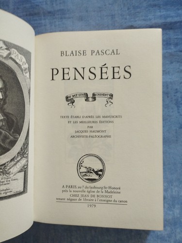 Pensées blaise pascal - blaise, ed