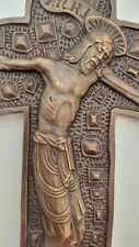 signé C Charles sculture 1920 antiquité Laiton bronze croix crucifix murale art