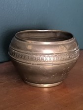 Ancien Cache Pot Vintage Rétro Laiton Gravure
