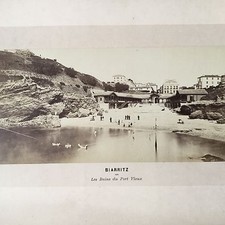 BIARRITZ - Grande Photo XIXè Les Bains Du Port Vieux