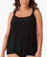 Miraclesuit 6518826W Razzle Dazzle Tankini Top SZ16W Black $140