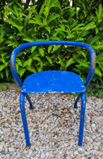 ANCIENNE CHAISE ECOLIERS ENFANTS GASCOIN BLEUE