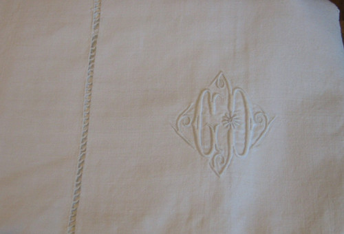 Ancien drap lin ajouré - ancien,
