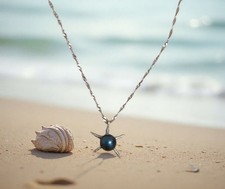 Collier - Femme - Pendentif - étoile - Perle - Culture - Noire - Argent 925